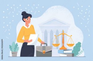 abogado con maletin y balanza justicia