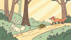 Dónde puedo leer el cuento de la liebre y la tortuga completo 1 ilustracion clasica liebre y tortuga carrera bosque