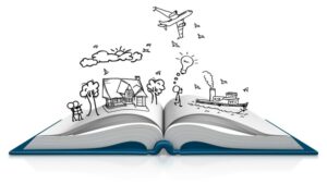 libro abierto con ilustraciones de suenos oniricos