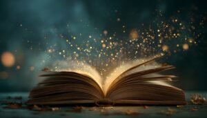 libro abierto con paginas iluminadas