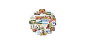 mapa de argentina con iconos culturales vibrantes