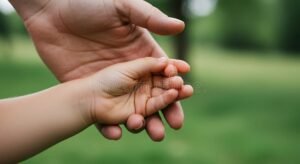 ninos protegidos por manos adultas cuidadosas