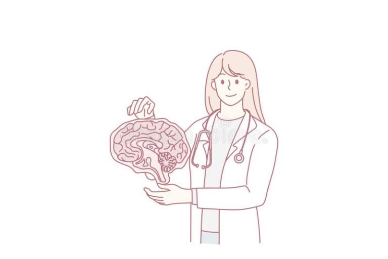 padre abrazando a nino con cerebro ilustrado