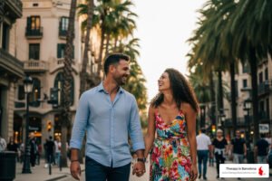 pareja romantica en escena urbana espanola