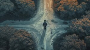 Cuál Es La Diferencia Entre Negligencia, Impericia E Imprudencia 3 persona contemplando caminos divergentes en bosque