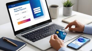 persona haciendo compra online con boton pago