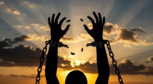 persona rompiendo cadenas simbolizando libertad
